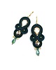 kolczyki soutache Kolczyki sutasz złoto zielone "Anya" delikatne romantyczne małe