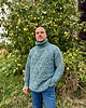 swetry męskie Ręcznie dziergany sweter z golfem z wełny jaka, kolor denim