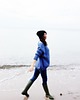 swetry damskie  Sweter handmade oversize  blue z wełną