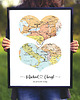 plakaty Plakat Prezent mapa serce 2 lokalizacje, mapa prezent, mapa ślub