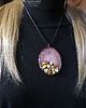 wisiory Wisior niezwyczajny handmade Agat z bursztynem mlecznym wyjątkowy Prezent