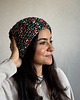 czapki damskie Kolorowa duża czapka beanie z wełną i alpaką