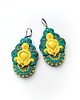 kolczyki soutache Kolczyki sutasz turkusowo-żółte