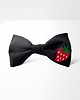 muszki i krawaty Mucha męska haftowana truskawka czarna