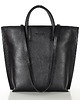 torebki do ręki Ekskluzywna torba shopper do pracy skórzana premium - czarna