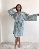 szlafroki damskie Szlafrok narzutka kimono z wiskozy błękit