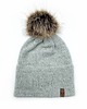 czapki damskie Jasnoszara czapka merino z odczepianym pomponem