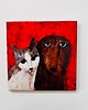 grafiki i ilustracje Kafle ceramiczne zwierzęta - pies i kot