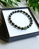 bransoletki z kamieni naturalnych HAMSA - ochrona - fasetowany onyks mat, hematyt emerald