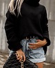 swetry damskie  Sweter oversize z golfem czarny MISS BLACK