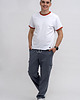 t-shirty męskie T-shirt męski  biały   ze ściągaczem szałwia/czerwonym