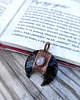 wisiory Wisior miedziany lunula obsydian moonstone IV