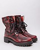 botki damskie WORKERY - SKÓRA NATURALNA - MODEL 421 - KOLOR CZARNO-CZERWONY