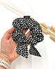 gumki do włosów Scrunchie/frotka bow Czarna kwiatuszki