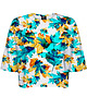 t-shirt damskie DR.CROW T-shirt Krótki CROP Cyan Leaves
