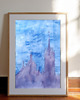 obrazy WYPRZEDAŻ SZTUKI! Akwarela Kraków za mgłą oryginalny obraz 300g A4 21x30 cm