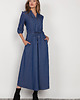 sukienki maxi damskie Długa sukienka z rękawem 3/4  - SUK205 jeans
