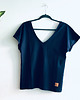t-shirt damskie Tiszert z dwustronnym dekoltem - granatowy