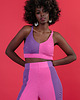 topy damskie DZIANINOWY DWUKOLOROWY ELEGANCKI TOP F1652 SWEETPINK