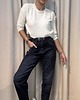 spodnie materiałowe damskie Spodnie Mom Fit Nero