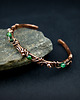 bransoletki wire wrapping Miedziana bransoleta mankietowa z agatami