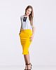 spódnice midi Spódnica z rozporkiem -żółta