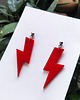 kolczyki z masy plastycznej Wiszące kolczyki czerwone błyskawice pioruny