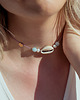 bransoletki z kamieni naturalnych Choker Muszla Akwamaryn Perła