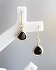 kolczyki złote Kolczyki złote 16k Gold Plated Black Teardrop Earrings