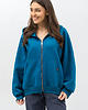 bluza z kapturem damska Bluza z kapturem na zamek ,,IKBAL" petrol