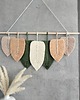 makramy Duża Makrama Liście XL Ozdoba Ścienna Boho Zieleń Beż 80 cm