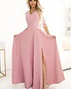 sukienki maxi damskie 309-13 AMBER elegancka suknia - pudrowy róż