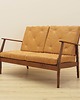 sofy i szezlongi Sofa dębowa dwuosobowa ze skórą naturalną, Dania, lata 60.