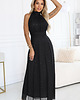 sukienki maxi damskie 636-3 VERONICA luksusowa długa suknia z brokatowym akcentem - czarna
