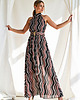 sukienki maxi damskie Elegancka sukienka wieczorowa maxi na halter rozkloszowana - M1091