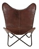fotele Fotel Butterfly brązowy czarny skóra 86cm