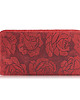 portfele damskie PORTFEL DAMSKI SKÓRZANY CZERWONY W KWIATY RFID VINTAGE T-115-HRD