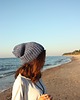 czapki damskie Niebieska czapka beanie handmade z wełną