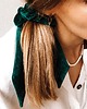 gumki do włosów Bottle Green Bow - aksamitna gumka ze wstążką