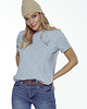 t-shirt damskie Koszulka T-shirt z haftem geometrycznego kolibra bawełniana szara