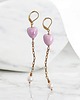 kolczyki z kamieniami Kolczyki dłuuugie : serduszka ceramiczne i perły : różowe