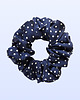 gumki do włosów Scrunchie MIDI granatowa w kropki