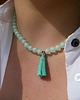 naszyjniki - inne Miętowy naszyjnik choker z koralików z chwostem