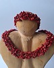 kolie Komplet naszyjnik bransoletka  z czerwonego korala