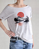 t-shirt damskie Japoński krajobraz Szary Oversize