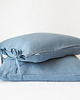 poduszki gładkie Lniana Poszewka Troczki DUSTY BLUE