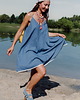 sukienki mini damskie Jedwabna sukienka na ramiączkach, MARINA, OCEAN BLUE