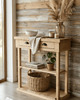 komody Konsola drewniana z litego jesionu w stylu vintage, farmhouse