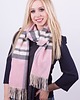 szale damskie Szalik Damski w kratę miękki w dotyku różowy