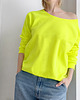 bluza bez kaptura damska Bluza fluo żółta z szerokim dekoltem